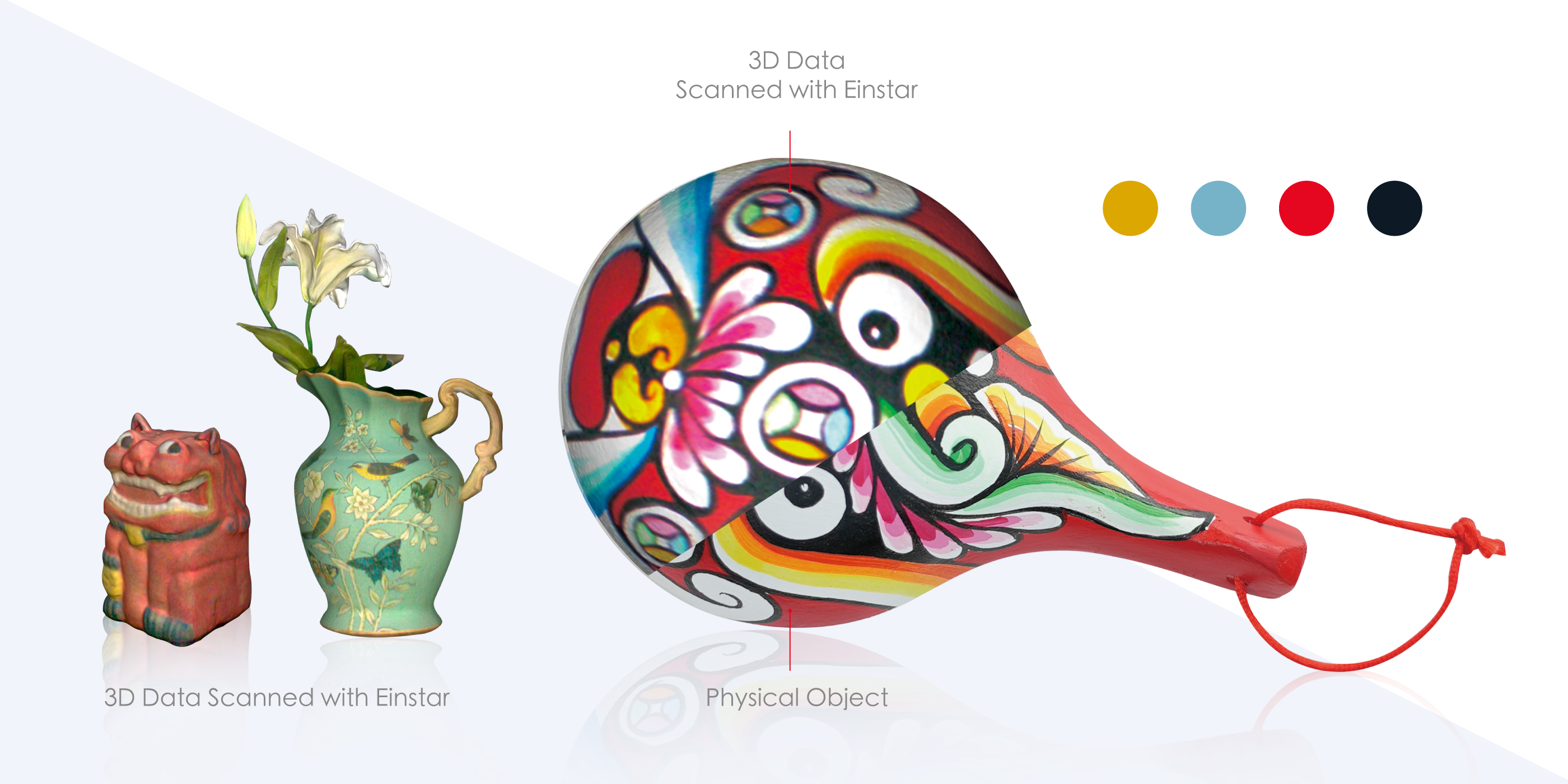 High Color Fidelity: 3D data with authentic colors using EINSTAR 3D scanner's built-in RGB color camera.