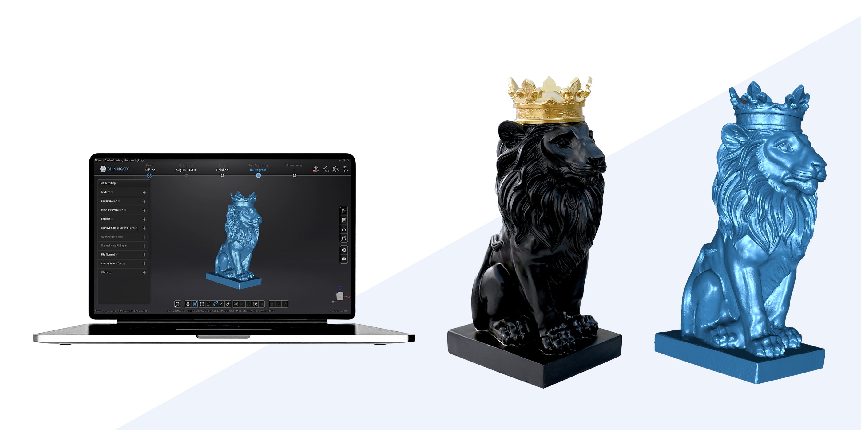 Ideal for Dark or Shiny Surfaces: EINSTAR 3D scanner using infrared VCSEL for reliable capture of black and shiny reflective objects.